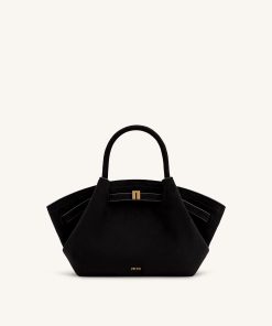 Hana Mini Faux Suede Tote Bag - Black
