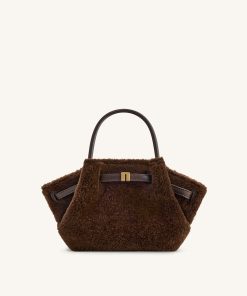 Hana Mini Faux Fur Tote Bag - Dark Brown
