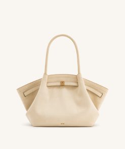 Hana Medium Faux Suede Tote Bag - Off White