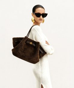 Alternative view of Hana Medium Faux Fur Tote Bag - Mocha Brown