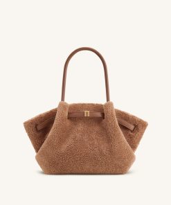 Hana Medium Faux Fur Tote Bag - Coffee Brown