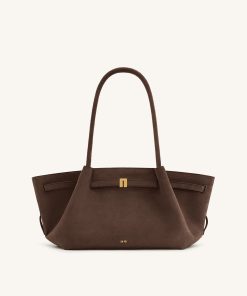 Alternative view of Hana Wide Faux Suede Tote Bag - Dark Brown