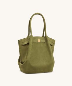 Alternative view of Hana Column Faux Suede Tote Bag - Olive Green
