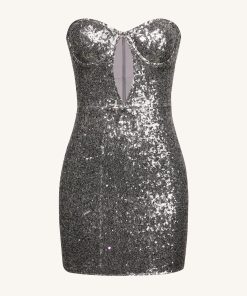 Alternative view of Brynlee Silver Sequinned Strapless Mini Dress-Silver