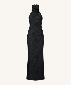 Alternative view of Uliana Black Floral Lace Halterneck Maxi Dress - Black