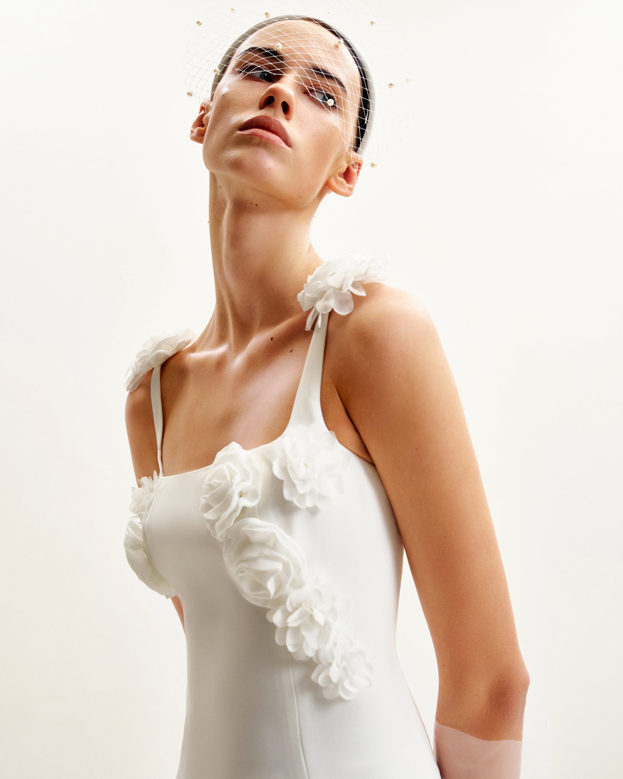 Elaina White Rosette Applique Mini Dress - White - Image 4