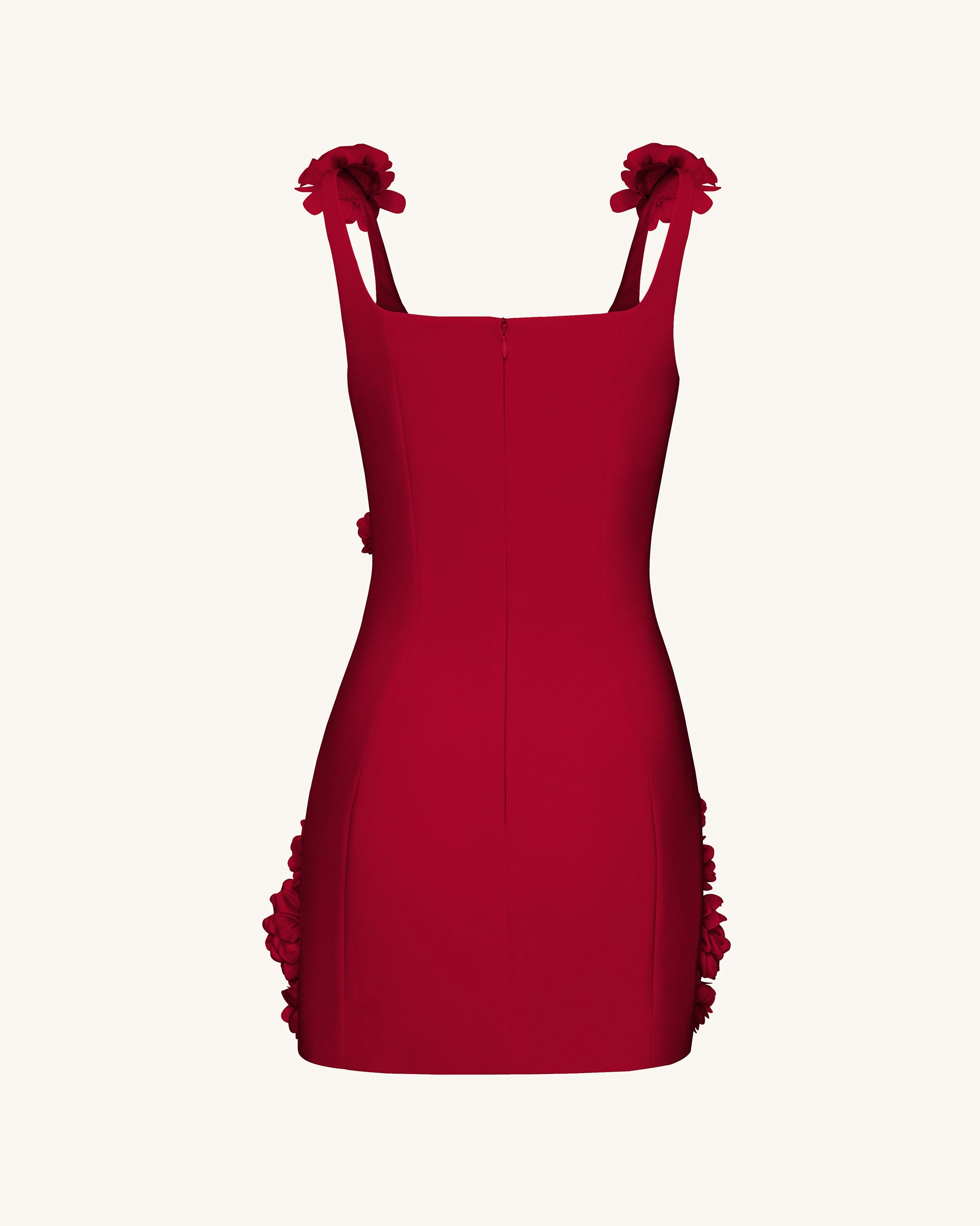 Elaina Pink Rosette Applique Mini Dress - Red - Image 5