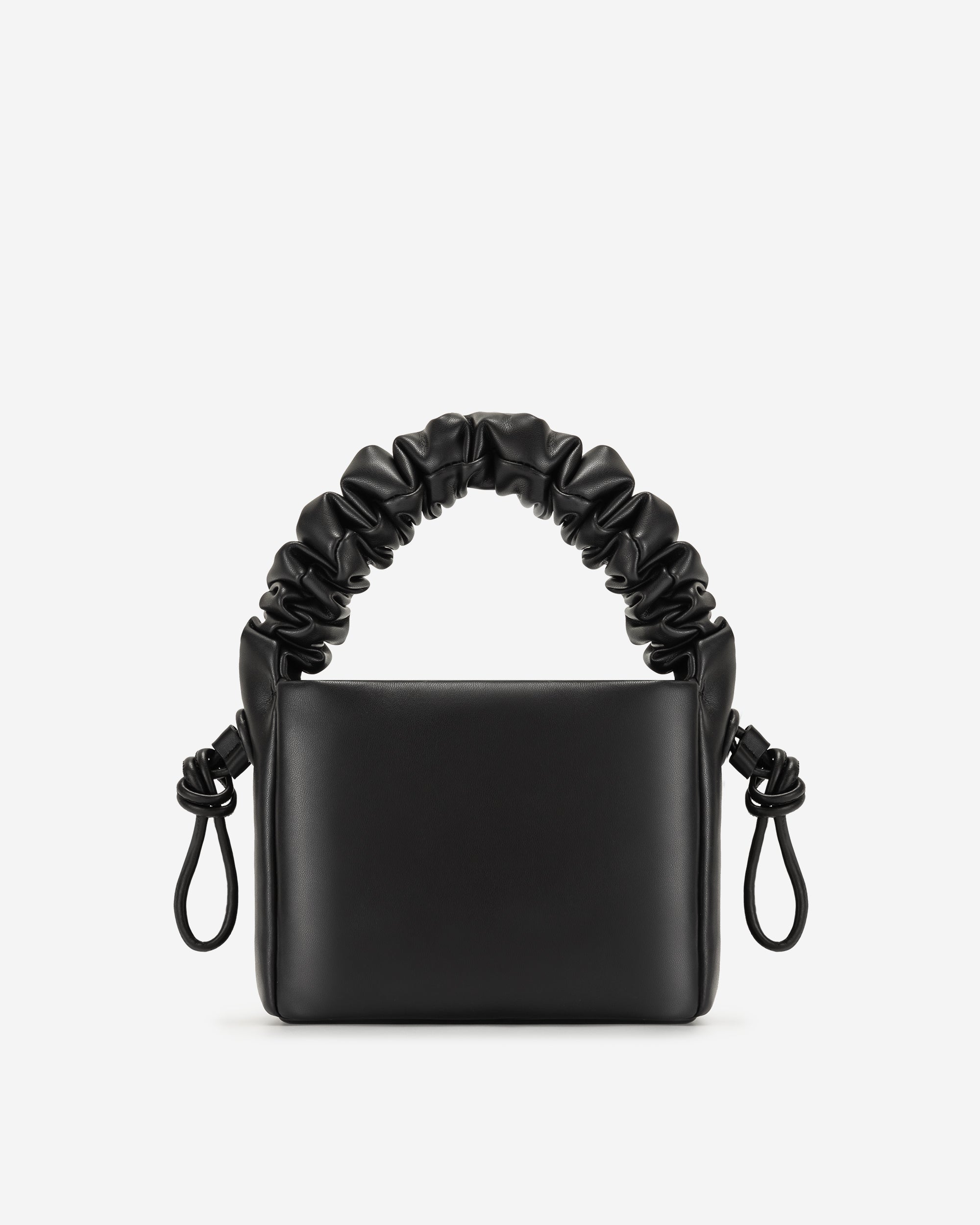 Rylee Pleated Drawstring Top Handle Bag - Black - Image 3