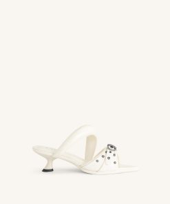 Sara  Studded Mule - White