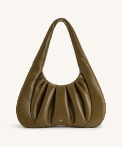 Ashley Ruched Shoulder Bag - Dark Olive