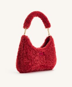 Alternative view of Ruby Faux Fur Fabric Shoulder Bag - Magenta