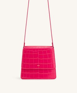 Alternative view of FAE Top Handle Crossbody - Magenta Croc