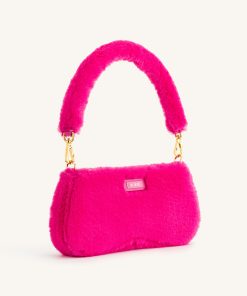 Alternative view of Eva Faux Fur Fabric Shoulder Bag - Hot Pink