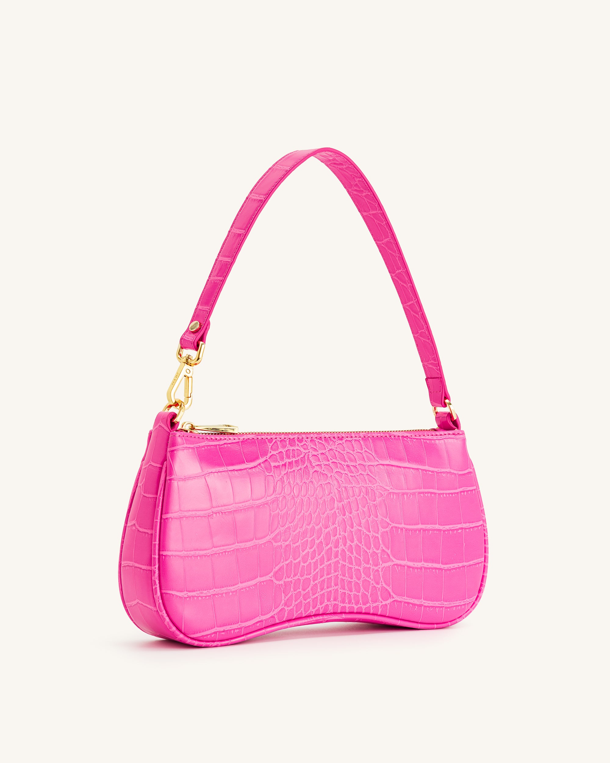 Eva Shoulder Handbag - Hot Pink Croc - Image 2