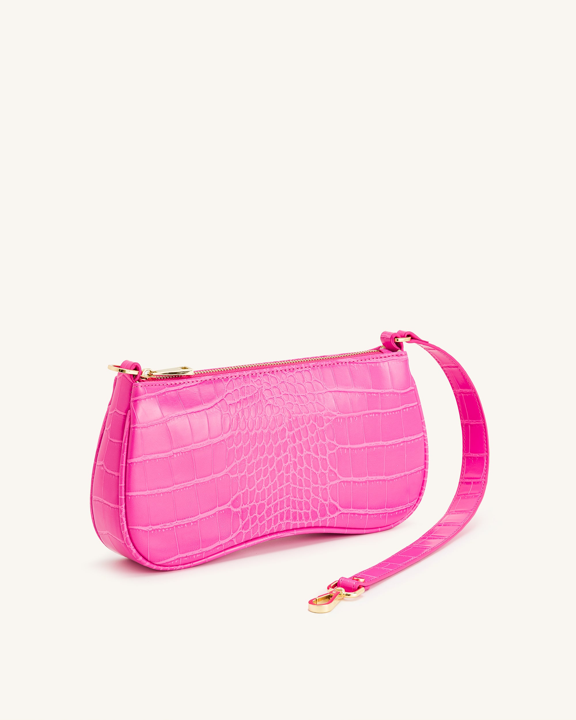Eva Shoulder Handbag - Hot Pink Croc - Image 3