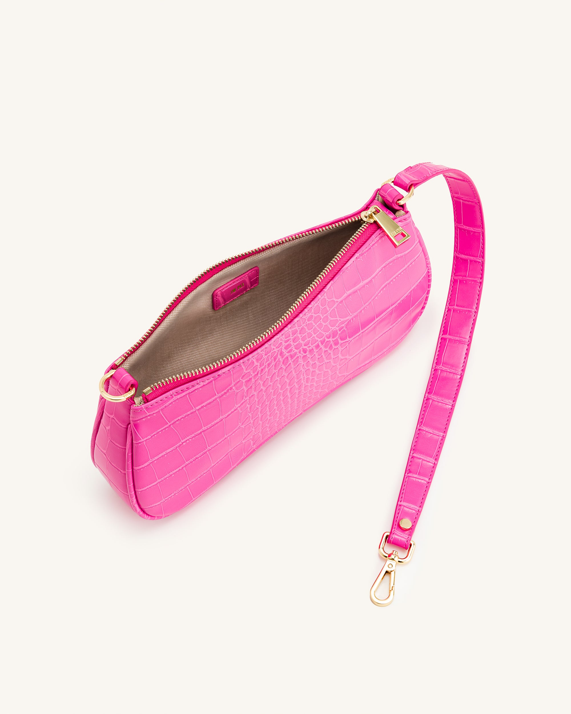 Eva Shoulder Handbag - Hot Pink Croc - Image 4