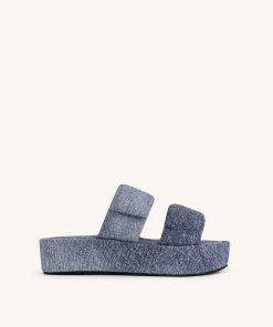 Lexi Denim Embossed Sandal - Blue