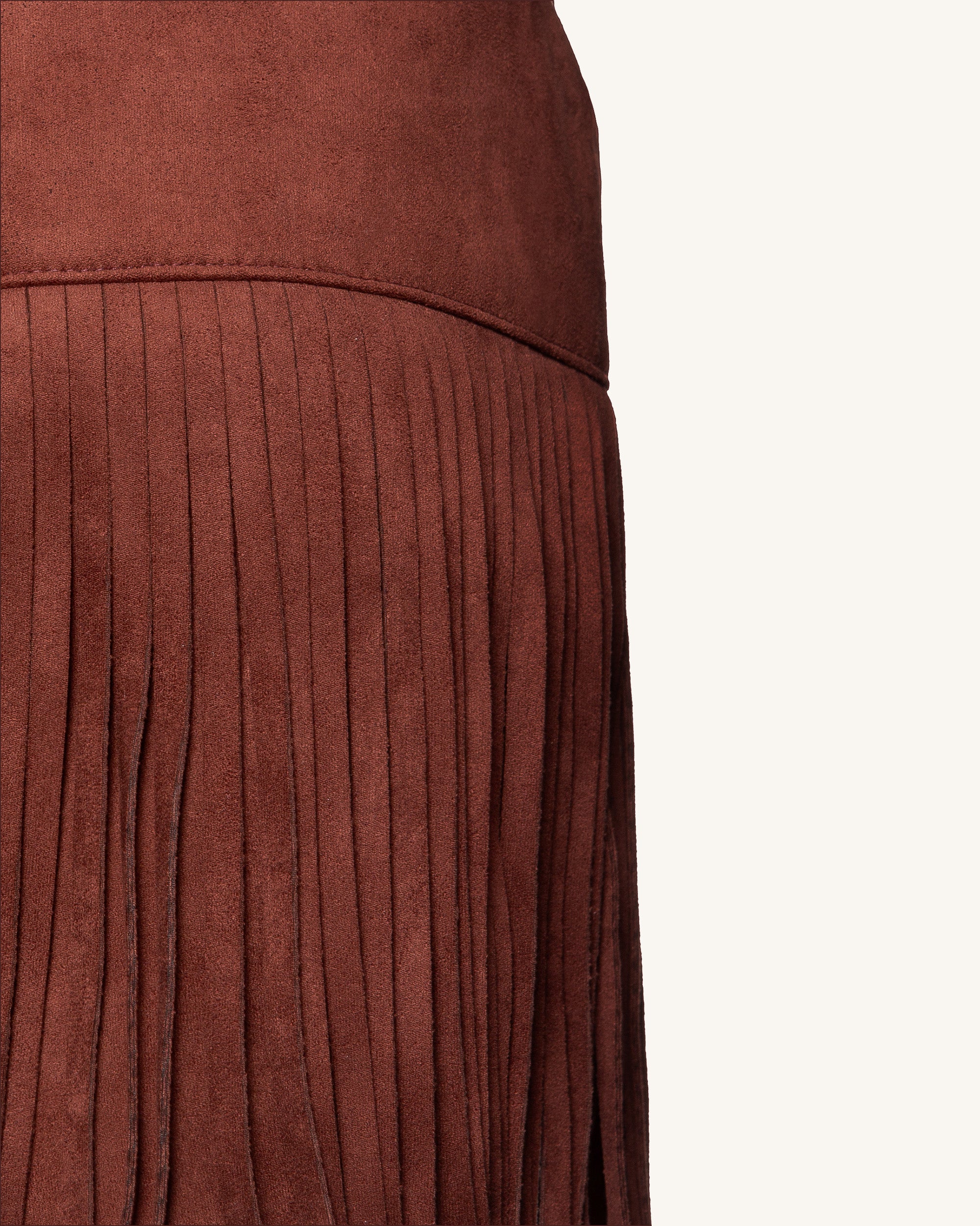 Faux Suede Fringe Halter - Burgundy - Image 6