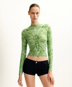 Dragonfly Vein Sheer Top - Green