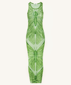 Alternative view of Dragonfly Axis Tank Mesh Dress - Green