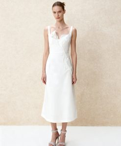 Alternative view of 3D Vine-Appliqué Asymmetric Sweetheart Gown - White
