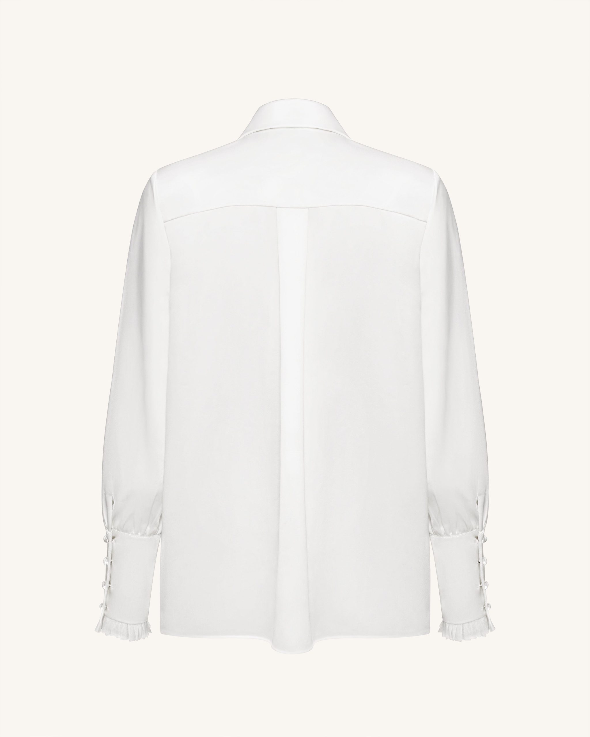 Ribbon Tie Balloon Sleeve Blouse - White - Image 5