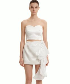 Cascading Bow Mini Skirt - White