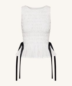 Alternative view of Smocked Peplum Sleeveless Top - White