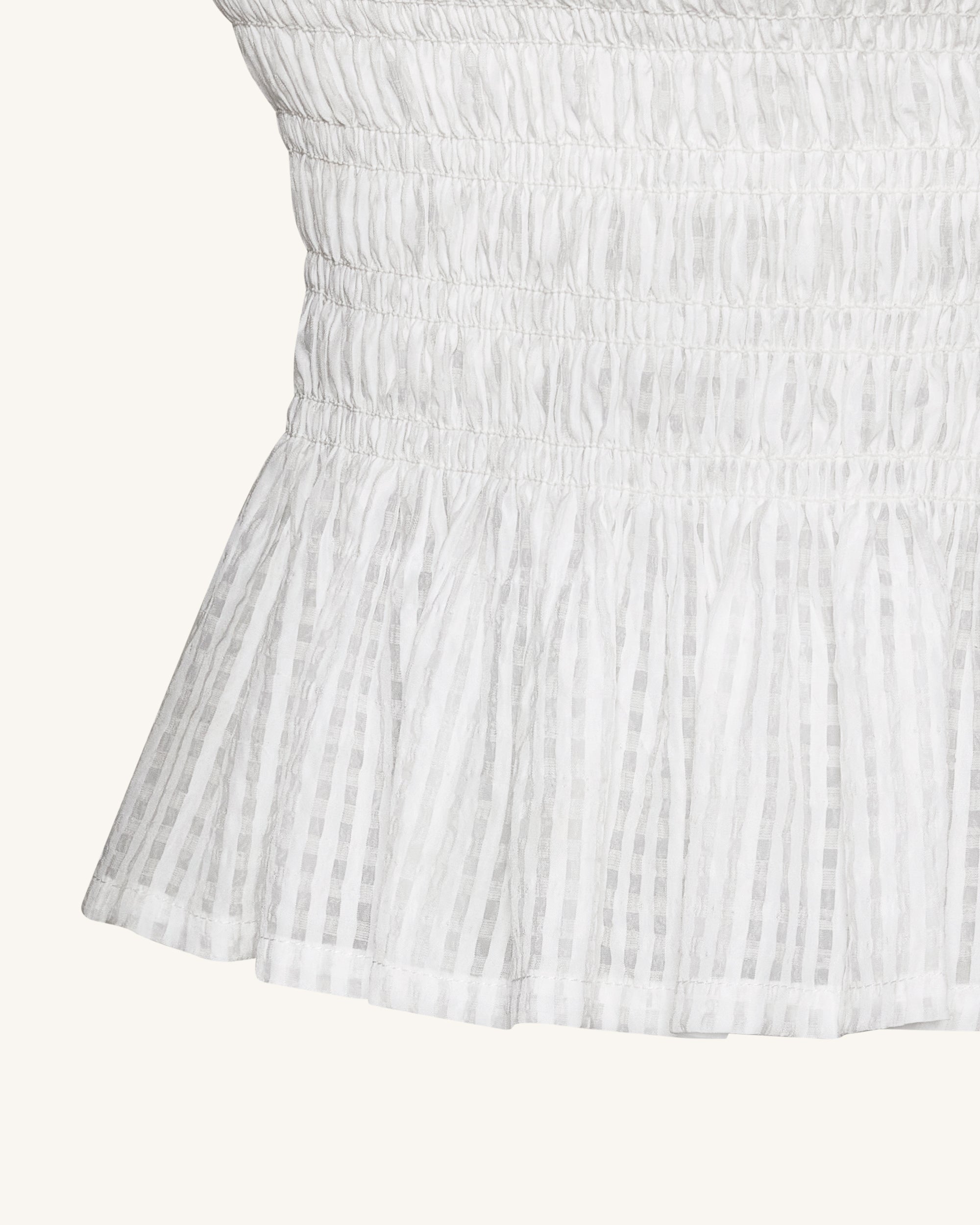 Smocked Peplum Sleeveless Top - White - Image 5