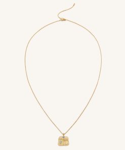 Plantain Fan Pendant Necklace - 18ct Gold Plated & Sea Blue Zircon & Green Nano