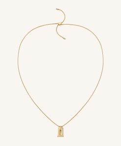 Alternative view of Roman Small Arch Pendant Necklace - 18ct Gold Plated & Multicolor Zircon