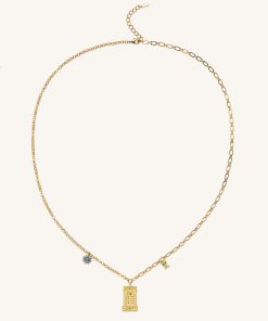 Alternative view of Roman Arch Pendant Necklace - 18ct Gold Plated & Multicolor Zircon