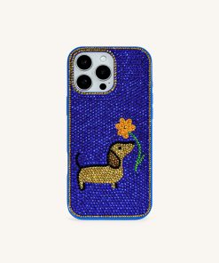 Dachshund with Flower Phone Case - Multicolor Blue