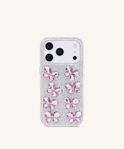 Butterfly Crystal Phone Case - White