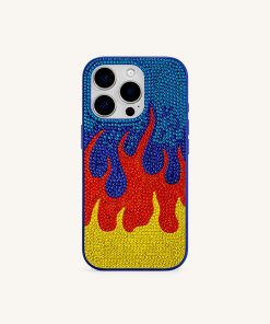 Flame Pattern iPhone Case - Multicolor Blue