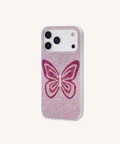 Alternative view of Butterfly Rhinestone Phone Case - Pink