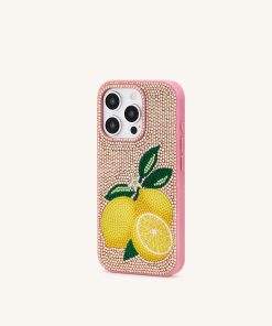 Alternative view of Lemon Artificial Crystal Phone Case - Pink