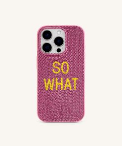 So What Rhinestone Phone Case - Pink