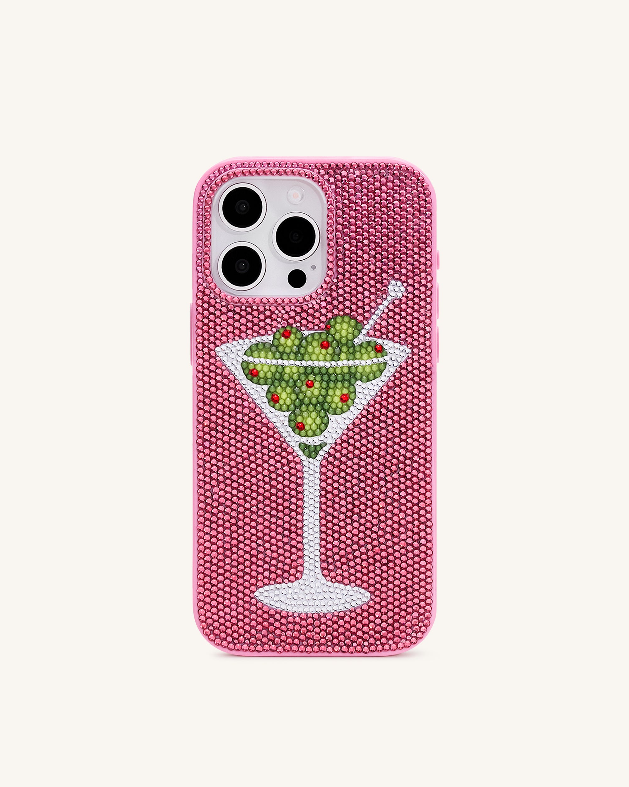 Olive Martini Artificial Crystal Phone Case - Pink - Image 2