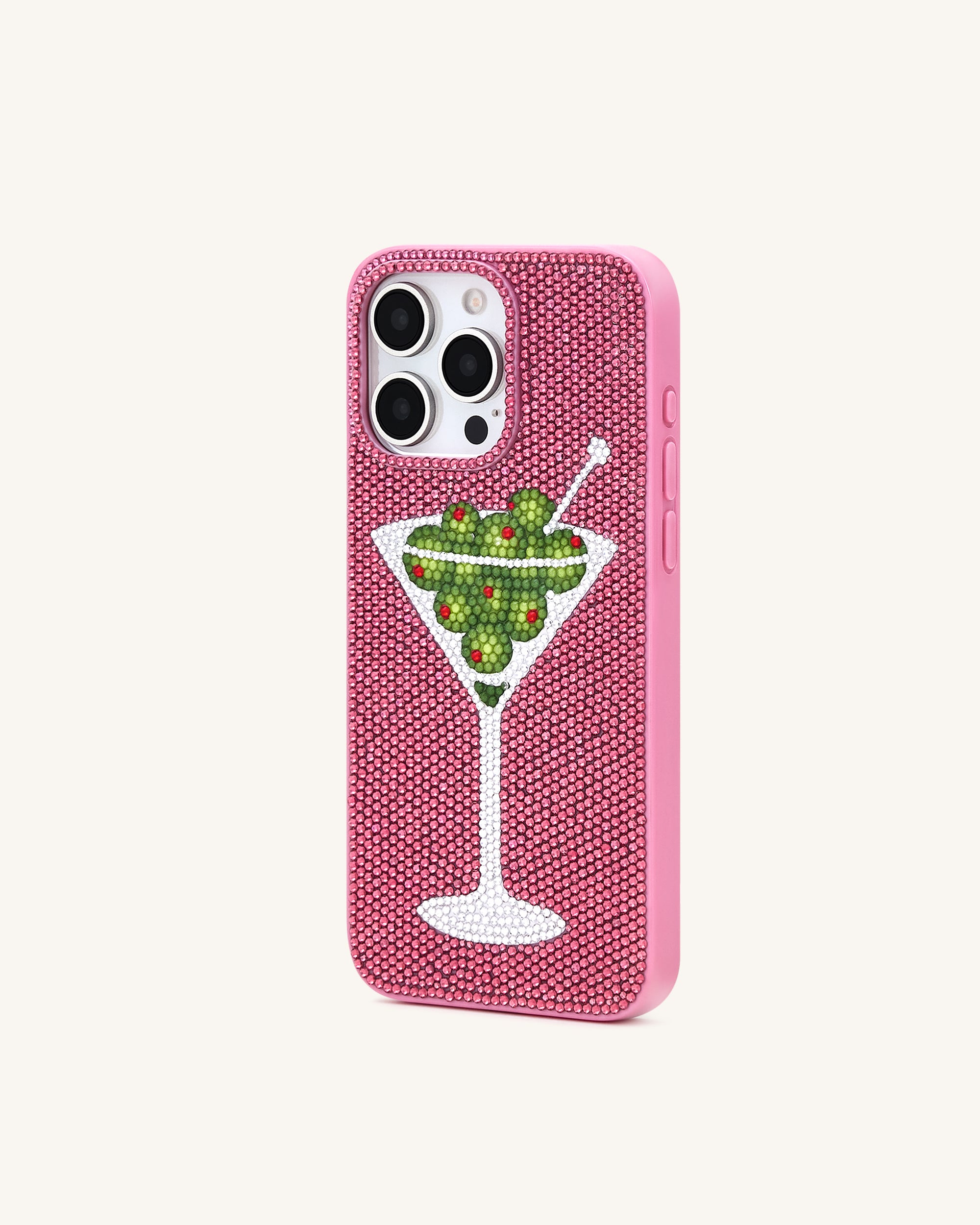 Olive Martini Artificial Crystal Phone Case - Pink - Image 3