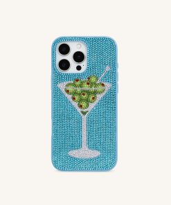 Olive Martini Artificial Crystal Phone Case - Light Blue