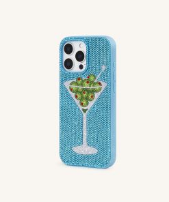 Alternative view of Olive Martini Artificial Crystal Phone Case - Light Blue