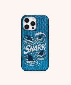 Alternative view of Shark Blue Artificial Crystal Phone Case - Blue