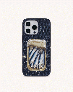 Alternative view of Sardine Tin Artificial Crystal Phone Case - Blue