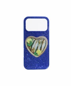 Sardine Motif Artificial Crystal Phone Case - Cobalt Blue