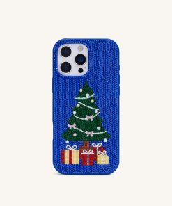 Christmas Tree Bling Phone Case - Cobalt Blue