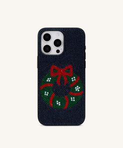 Holiday Wreath Bling Phone Case - Black