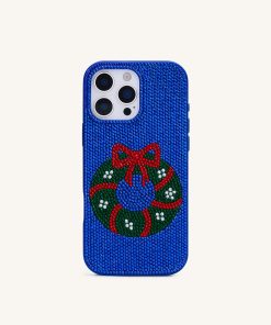 Holiday Wreath Bling Phone Case - Cobalt Blue