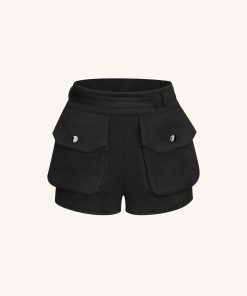 Alternative view of Abigail High-Waisted Utility Shorts - Black
