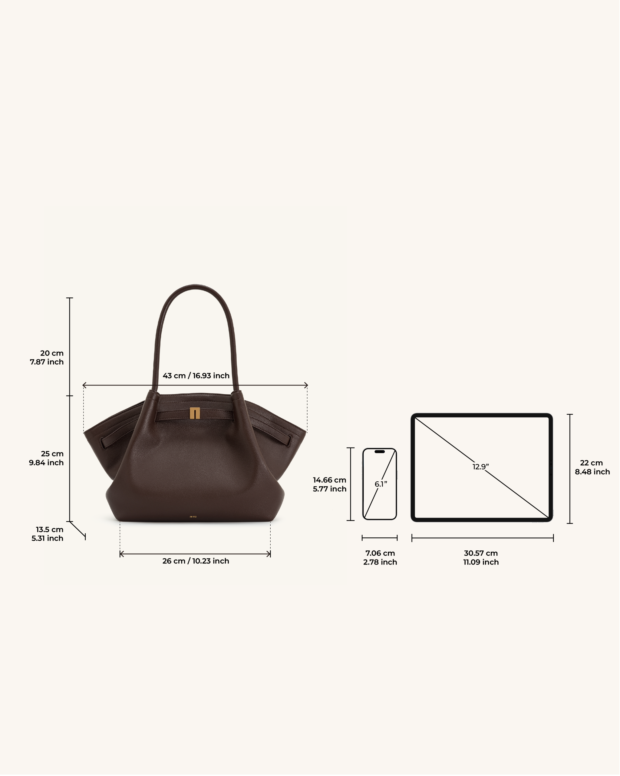 Hana Medium Tote Bag - Dark Brown - Image 7